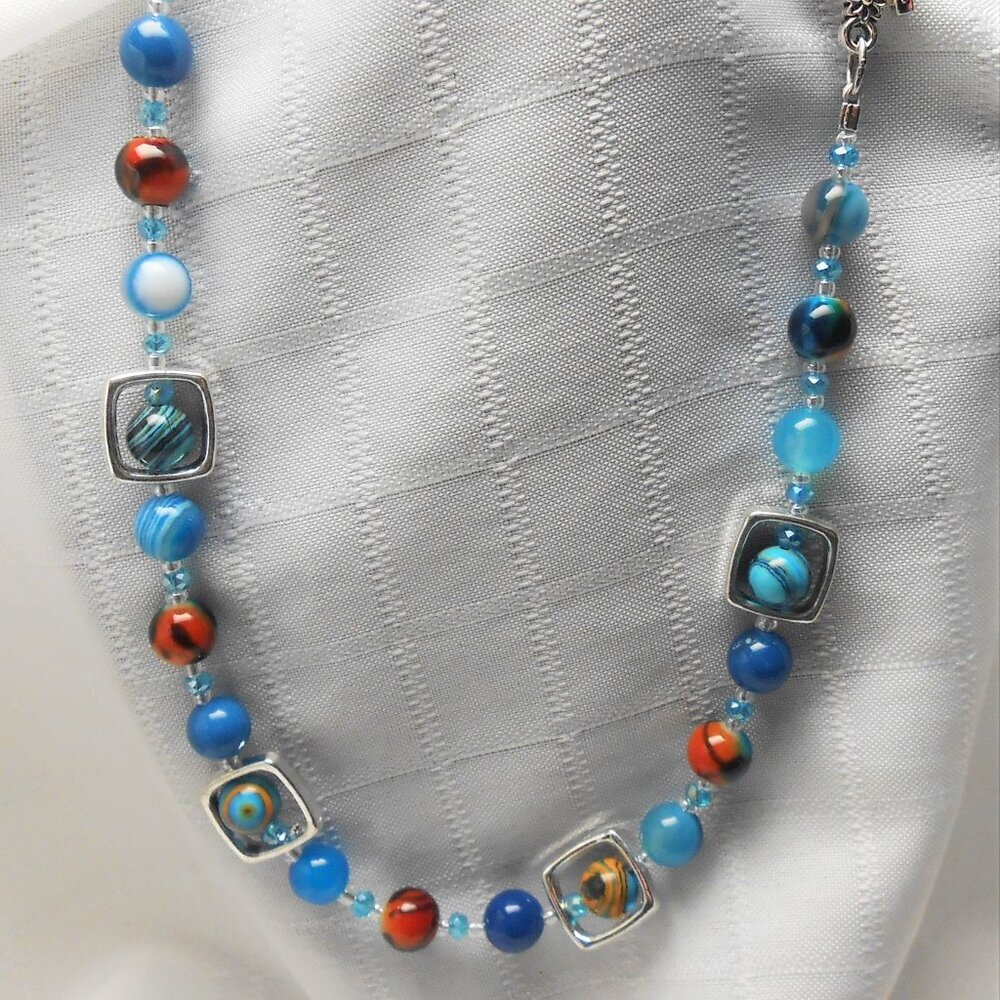 No337 Handmade land and sea duos of necklace and earrings